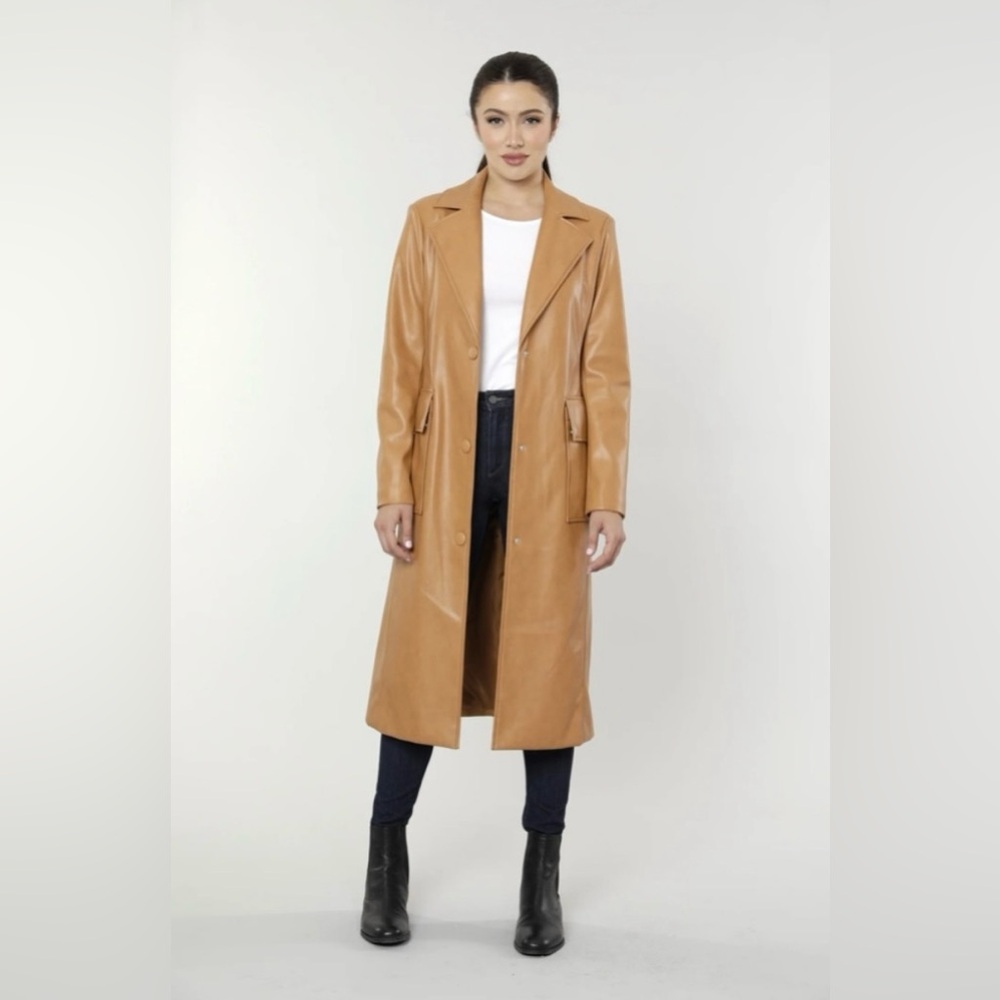 Dolce Cabo Camel Vegan Leather Trench Coat
